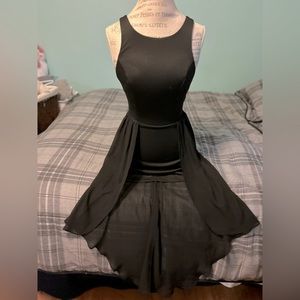 Arden B dress. Black, high-low fitted cocktail dress